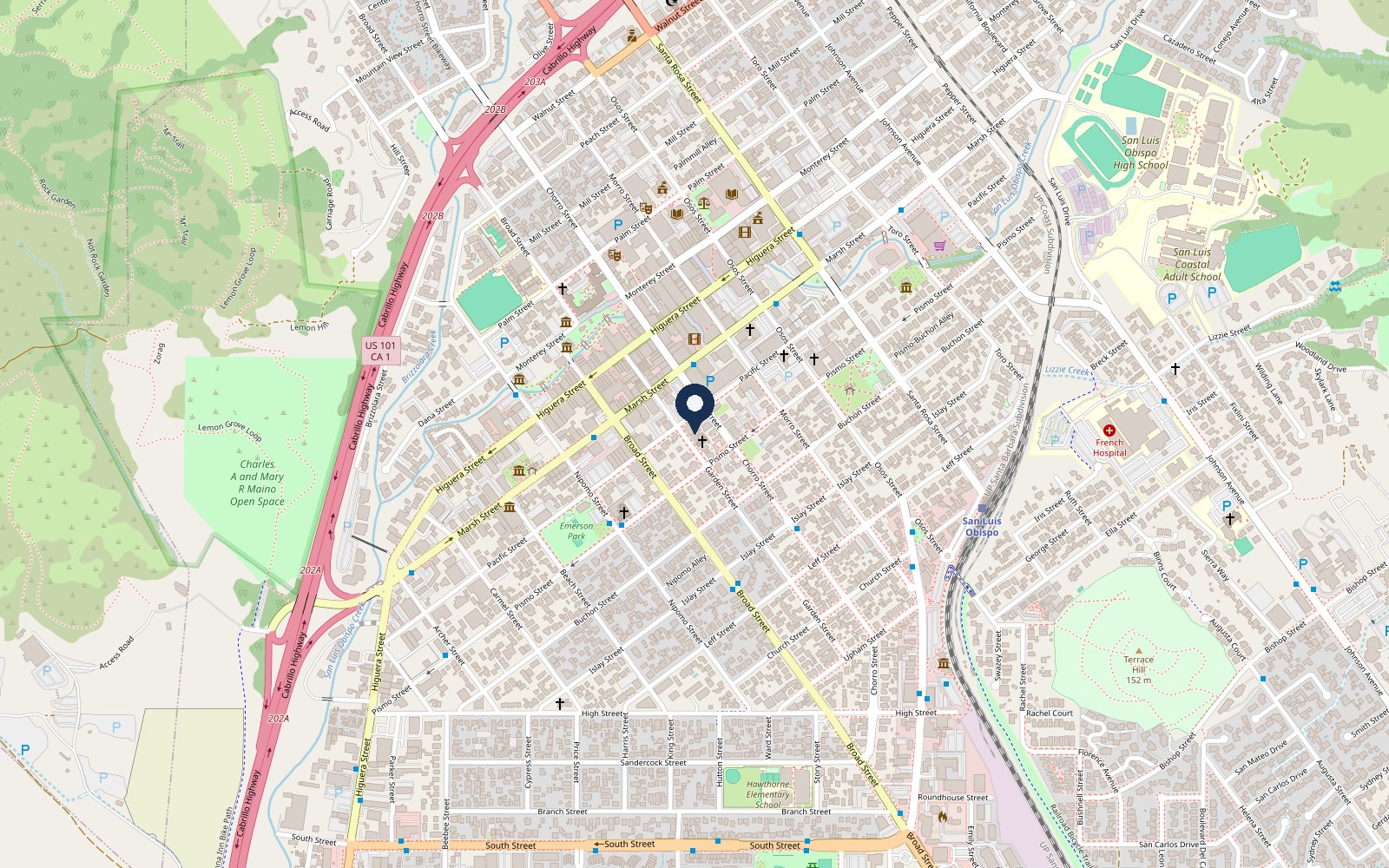 Map of the San Luis Obispo office at 1312 Garden Street, marked with a pin.